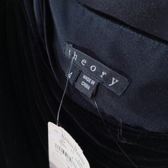 Theory Birkita Velvet One Shoulder Mini Cocktail Dress in Black Size 4 NWT LBD - Picture 7 of 7